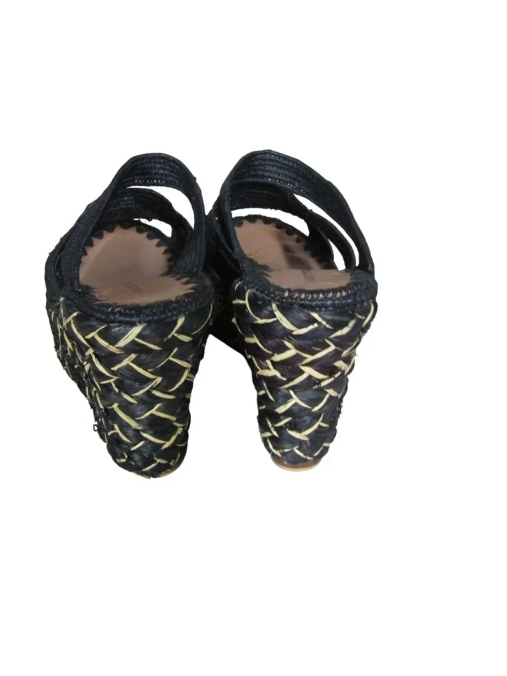 CARRIE FORBES Platform Wedge Sandals Espadrilles Raffia Black EU 39 US 8-8.5